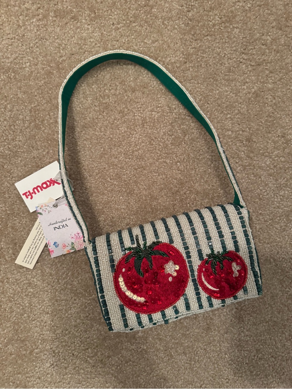 NWT Viral Beaded Striped Tomato Bag